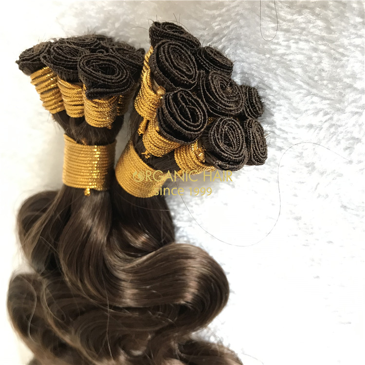 Human hand tied wefts hair extensions body wave X193